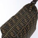 FENDI Zucca Canvas Vanity Pouch Black Brown Auth 139161-10