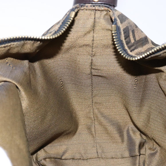 FENDI Zucca Canvas Vanity Pouch Black Brown Auth 139161