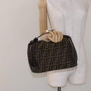 FENDI Zucca Canvas Vanity Pouch Black Brown Auth 139161-23
