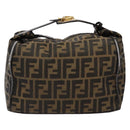 FENDI Zucca Canvas Vanity Pouch Black Brown Auth 139161-2
