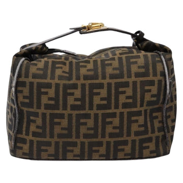 FENDI Zucca Canvas Vanity Pouch Black Brown Auth 139161 - 0