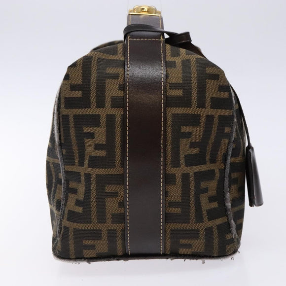 FENDI Zucca Canvas Vanity Pouch Black Brown Auth 139161