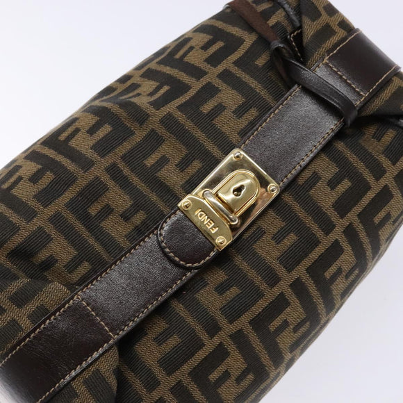 FENDI Zucca Canvas Vanity Pouch Black Brown Auth 139161
