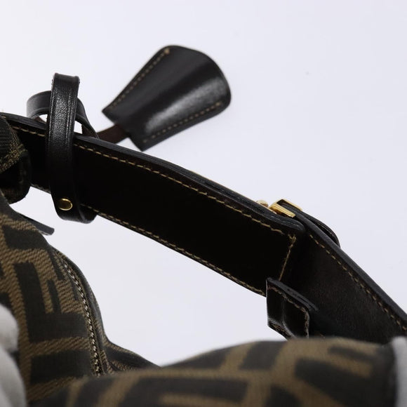 FENDI Zucca Canvas Vanity Pouch Black Brown Auth 139161