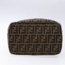 FENDI Zucca Canvas Vanity Pouch Black Brown Auth 139161-5