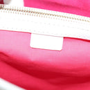 CELINE Hand Bag Canvas White Gold Auth 139166-15