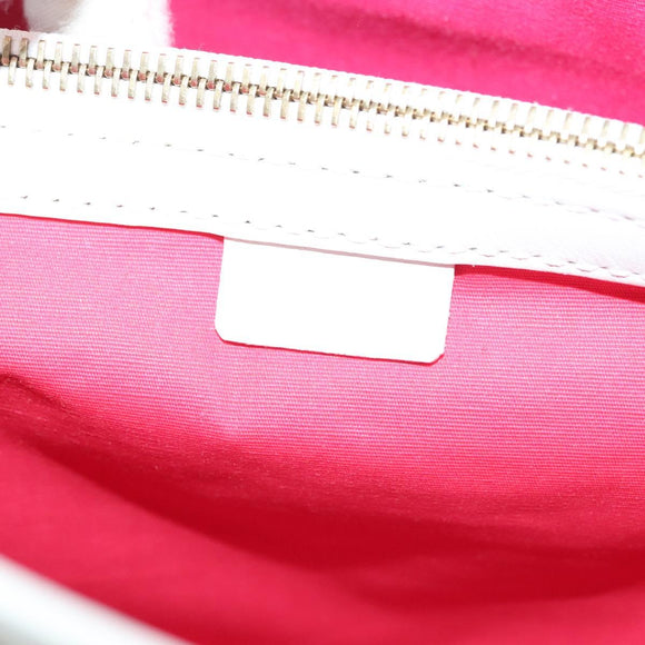 CELINE Hand Bag Canvas White Gold Auth 139166