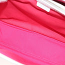 CELINE Hand Bag Canvas White Gold Auth 139166-16