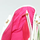 CELINE Hand Bag Canvas White Gold Auth 139166-17