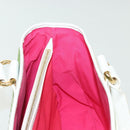 CELINE Hand Bag Canvas White Gold Auth 139166-18