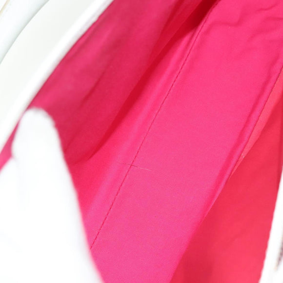 CELINE Hand Bag Canvas White Gold Auth 139166