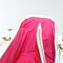 CELINE Hand Bag Canvas White Gold Auth 139166-20