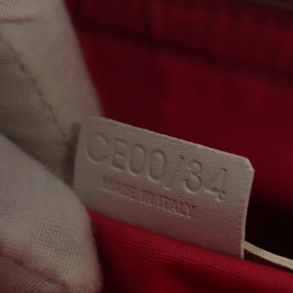 CELINE Hand Bag Canvas White Gold Auth 139166