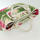 CELINE Hand Bag Canvas White Gold Auth 139166-6