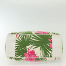 CELINE Hand Bag Canvas White Gold Auth 139166-9