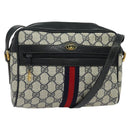 GUCCI GG Supreme Sherry Line Shoulder Bag PVC Navy Gold 32 02 004 Auth 139167-1