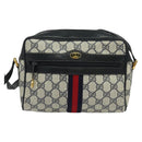 GUCCI GG Supreme Sherry Line Shoulder Bag PVC Navy Gold 32 02 004 Auth 139167-13