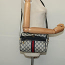 GUCCI GG Supreme Sherry Line Shoulder Bag PVC Navy Gold 32 02 004 Auth 139167-22