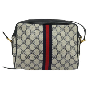 GUCCI GG Supreme Sherry Line Shoulder Bag PVC Navy Gold 32 02 004 Auth 139167 - 0