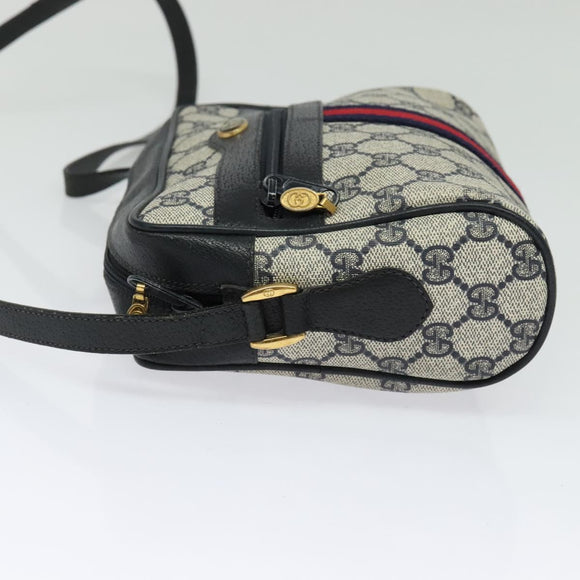 GUCCI GG Supreme Sherry Line Shoulder Bag PVC Navy Gold 32 02 004 Auth 139167