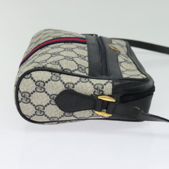 GUCCI GG Supreme Sherry Line Shoulder Bag PVC Navy Gold 32 02 004 Auth 139167