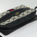 GUCCI GG Supreme Sherry Line Shoulder Bag PVC Navy Gold 32 02 004 Auth 139167-6