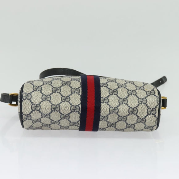 GUCCI GG Supreme Sherry Line Shoulder Bag PVC Navy Gold 32 02 004 Auth 139167