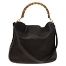 GUCCI Bamboo Shoulder Bag Leather 2way Brown Gold Auth 139168-1