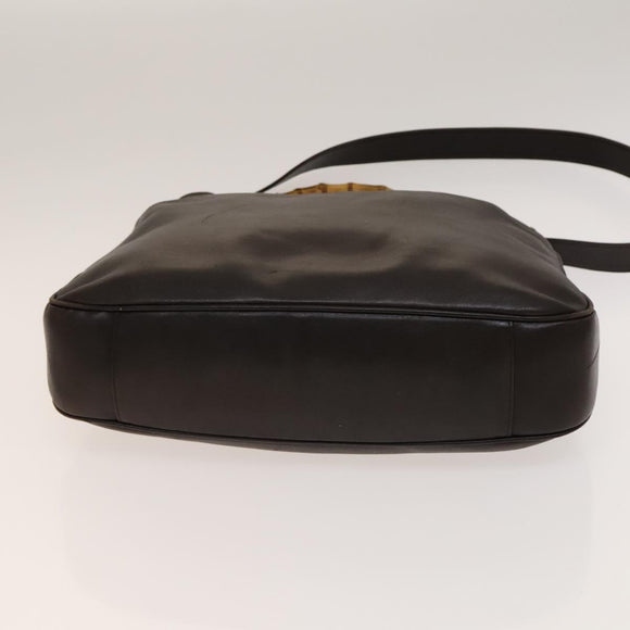 GUCCI Bamboo Shoulder Bag Leather 2way Brown Gold Auth 139168