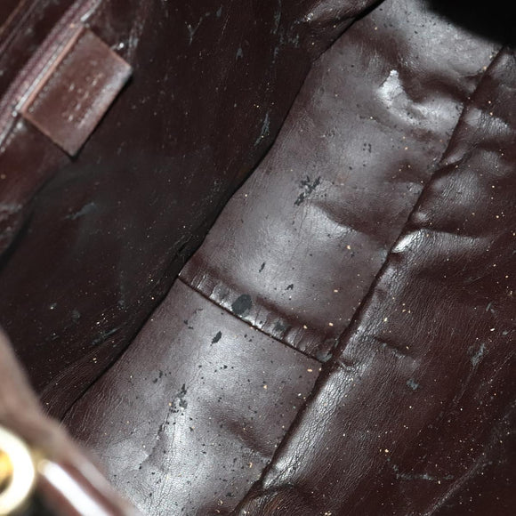 GUCCI Bamboo Shoulder Bag Leather 2way Brown Gold Auth 139168