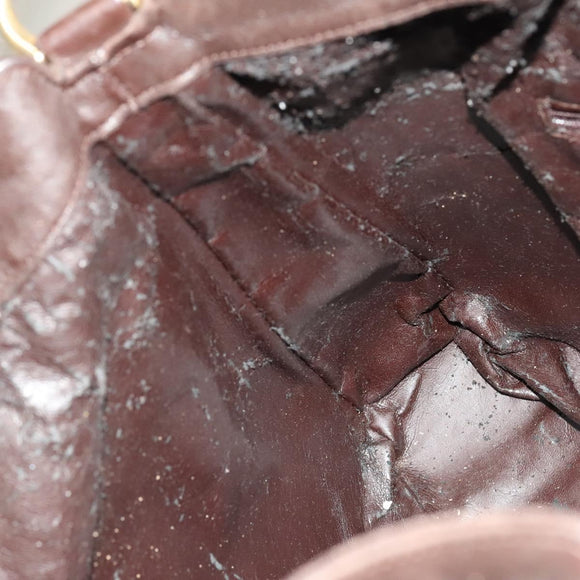 GUCCI Bamboo Shoulder Bag Leather 2way Brown Gold Auth 139168