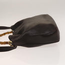GUCCI Bamboo Shoulder Bag Leather 2way Brown Gold Auth 139168-4