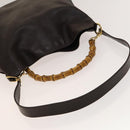 GUCCI Bamboo Shoulder Bag Leather 2way Brown Gold Auth 139168-7