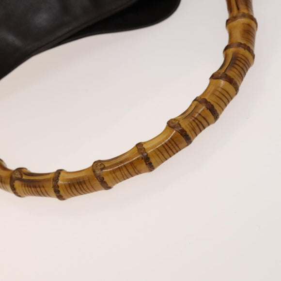 GUCCI Bamboo Shoulder Bag Leather 2way Brown Gold Auth 139168