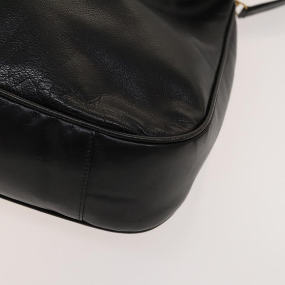 GUCCI Bamboo Shoulder Bag Leather 2way Black Gold 001 1781 1577 Auth 139169