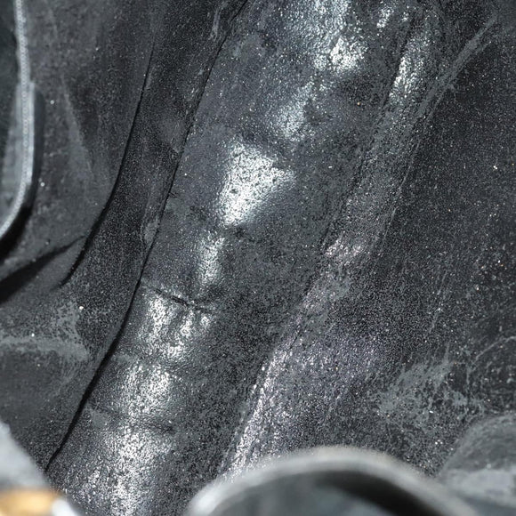 GUCCI Bamboo Shoulder Bag Leather 2way Black Gold 001 1781 1577 Auth 139169