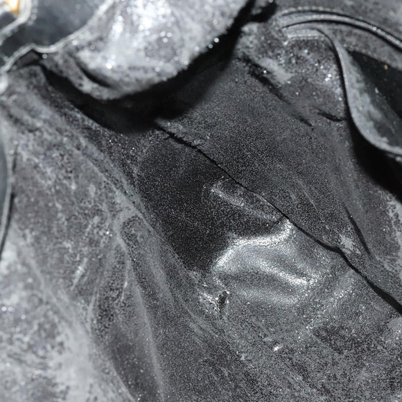 GUCCI Bamboo Shoulder Bag Leather 2way Black Gold 001 1781 1577 Auth 139169