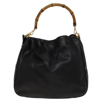 GUCCI Bamboo Shoulder Bag Leather 2way Black Gold 001 1781 1577 Auth 139169 - 0