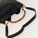 GUCCI Bamboo Shoulder Bag Leather 2way Black Gold 001 1781 1577 Auth 139169-7