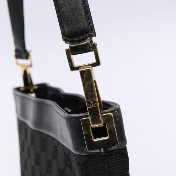 GUCCI GG Canvas Shoulder Bag Black Gold 33900 Auth 139189