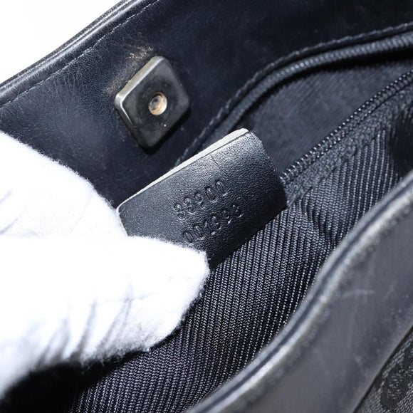 GUCCI GG Canvas Shoulder Bag Black Gold 33900 Auth 139189