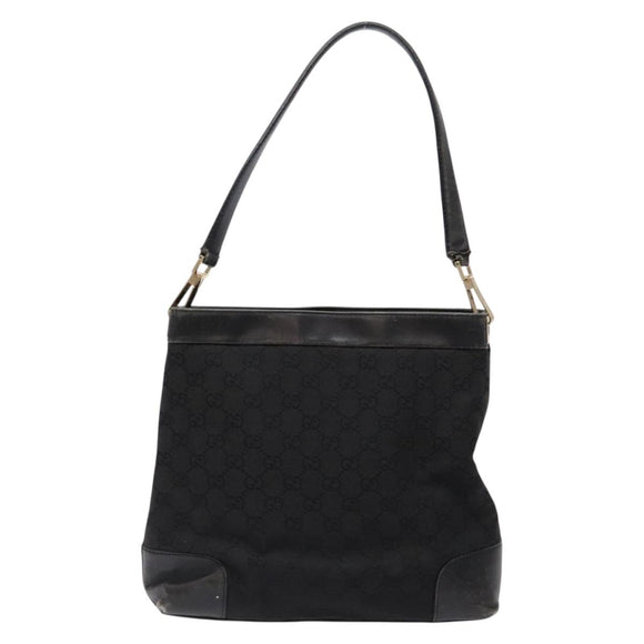 GUCCI GG Canvas Shoulder Bag Black Gold 33900 Auth 139189
