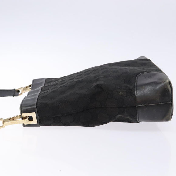 GUCCI GG Canvas Shoulder Bag Black Gold 33900 Auth 139189