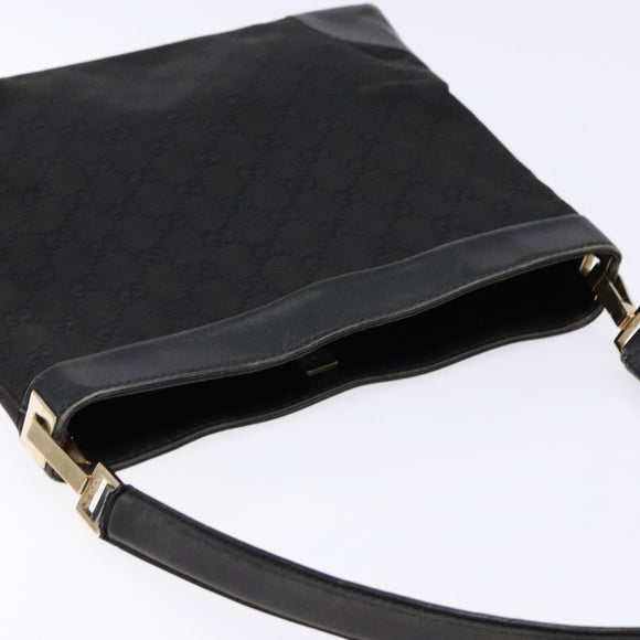GUCCI GG Canvas Shoulder Bag Black Gold 33900 Auth 139189A