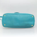PRADA Hand Bag Leather 2way Green Gold Auth 139193-5