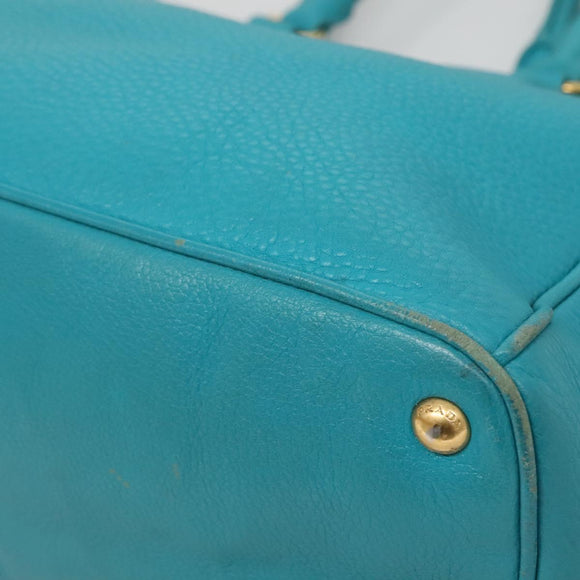 PRADA Hand Bag Leather 2way Green Gold Auth 139193