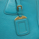PRADA Hand Bag Leather 2way Green Gold Auth 139193-20