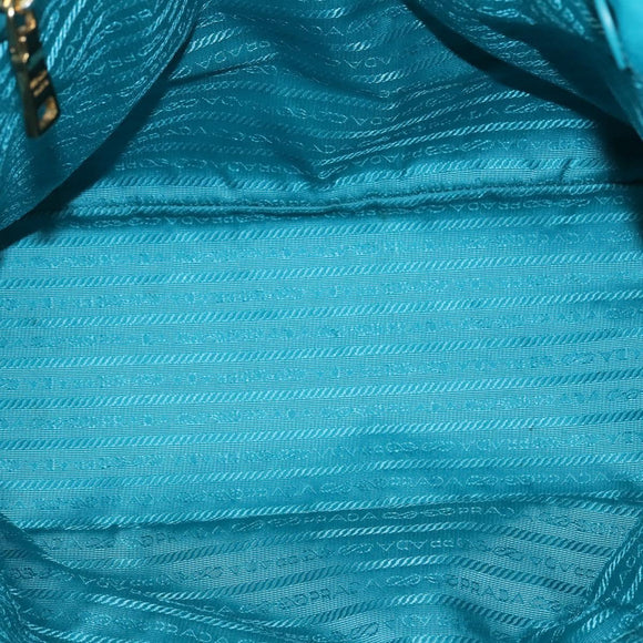 PRADA Hand Bag Leather 2way Green Gold Auth 139193