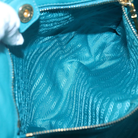 PRADA Hand Bag Leather 2way Green Gold Auth 139193