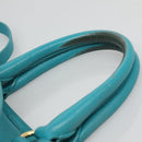 PRADA Hand Bag Leather 2way Green Gold Auth 139193-8